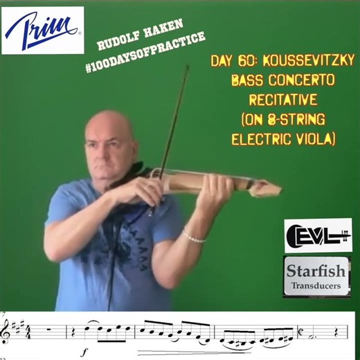 Day 60: Koussevitzky Bass Concerto recitative • 100 days of practice on 8-string electric viola
