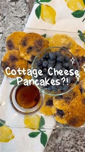 Lemon Blueberry Cottage Cheese Pancakes! 🥞🫐🍋