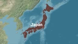 Colored topographic Japan map available with text that can zoom into...