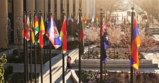 First flags from 91 countries raised on Temple Square plaza