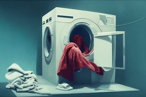 Woman stuck in a washing machine