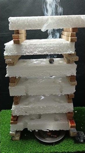 Hot iron ball vs Styrofoam tower 🔥#shorts #asmr #experiment