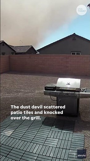 Dust devil sweeps through Vegas backyard moments after residents go inside #Shorts