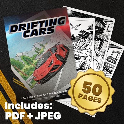 Drifting Cars Coloring Book: 50 Epic Japan Scenes (PDF   JPEG) - Etsy