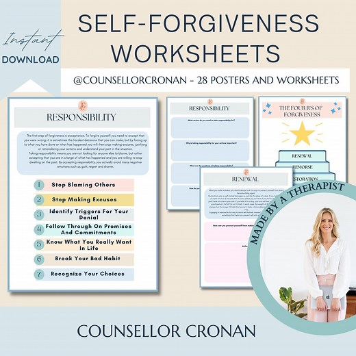 Self Forgiveness Worksheet Digital Download Journal, PDF, Self Love, Self Growth, Therapy Worksheets, Self Esteem, Forgiveness, Healing, Cbt - Etsy