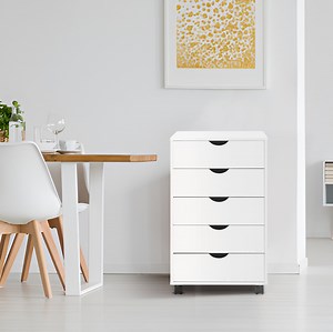 Naomi Home Taylor 5-Drawer Mobile Dresser for Bedroom Storage, Adult, White