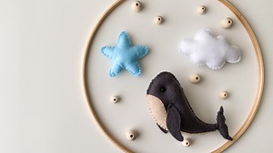 Whale DIY Baby Mobile Patterns 🐋 ⭐ ☁️ ✂️ – Step by Step Tutorial - Miss Felt Designs