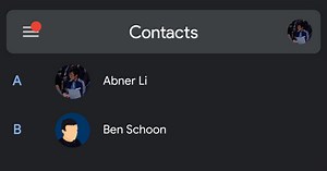 Google Contacts for Android updated with Material Theme account switcher