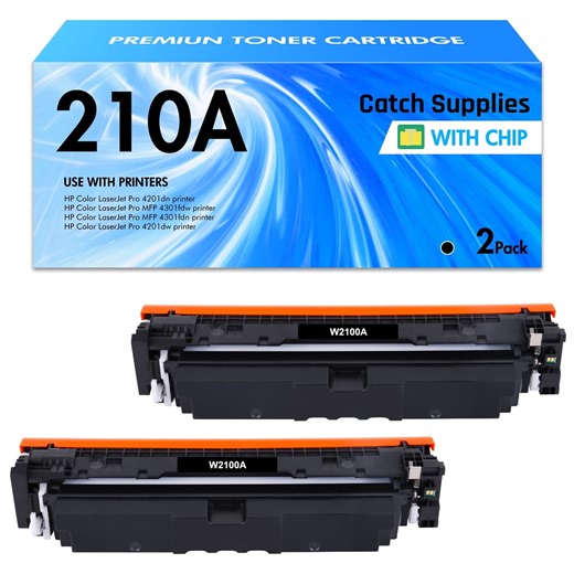 210A Black Toner Cartridges 2 Pack with Chip Compatible for HP 210A 210X 4301fdw W2100A W2100X HP Color Laserjet Pro MFP 4301fdw 4301fdn 4201dw 4201dn Series Printer Ink