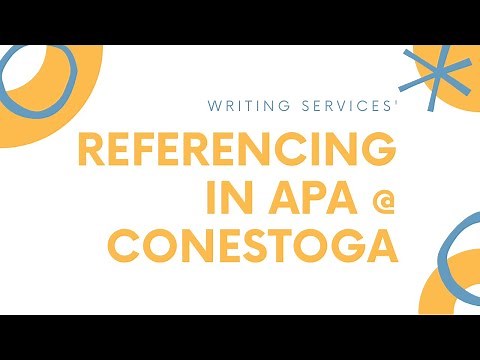 Referencing in APA @ Conestoga