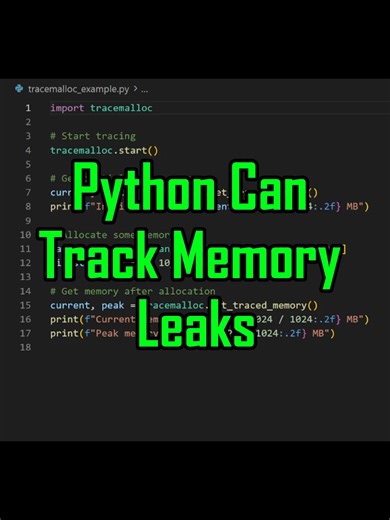 Python can track memory usage without installing anything... This is built in… and almost nobody uses it. #Python #DevTips #Coding