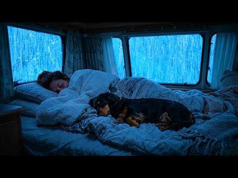 Rain Sounds for Sleeping ⚡ Soft Rain and Gentle Thunder in Your Car Late at Night for Fast Sleep
