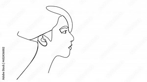 Continuous line beautiful woman line art animation. One line art.