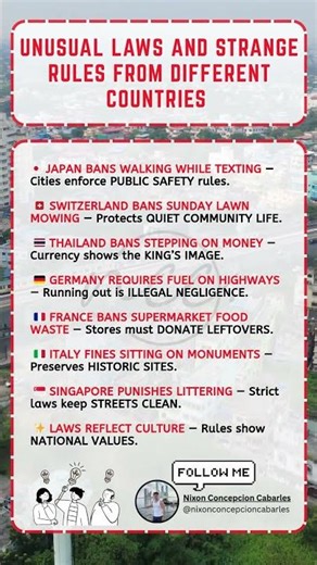 Strange laws around the world that prove every country has unique rules.