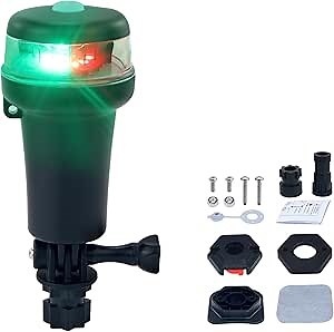 Boat Navigation lights LED Battery Powered Bow Light Bi Color with Swivel Multiple Base Mounting (Red and Green)