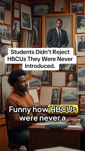 Students Didn’t Reject HBCUs They Were Never Introduced. why students don’t know HBCUs HBCU awareness gap explained why HBCUs are overlooked college options students never hear how counselors shape college choices hidden barriers to HBCUs systemic HBCU visibility problem A sarcastic breakdown of a new UNCF study revealing that most students never hear about HBCUs not by choice, but because the system never introduces them. They don’t teach this \tBlack excellence origin \tHBCUs vs PWIs \tBlack e