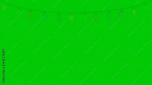 Beautiful series of light bulbs with flashing lights on a green background. Can be used as a 4k Christmas or new year background animation.