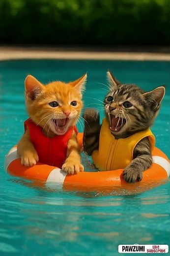 Watch These Cats Playing in the Pool — Too Cute!” #cat #funny #shorts