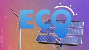 Eco-friendly solar power and animated windmills