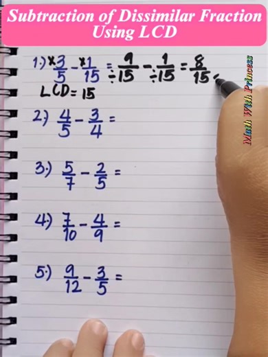 4.5K views · 218 reactions | Math Review: Subtraction of Dissimilar Fractions Using LCD #math #mathematics #mathviral #mathvideo #mathreview #mathwithprincess | Math with Princess | Facebook