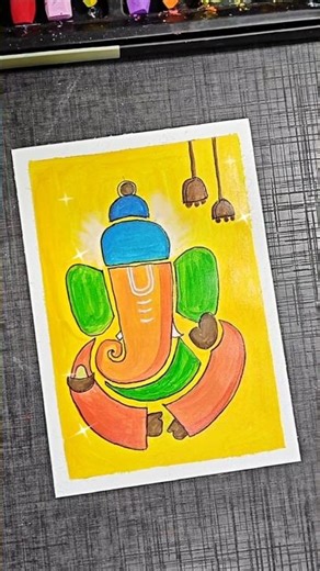 Easy Ganesh Painting on Paper #art #shorts #ytshorts #viralvideo #success