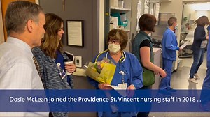 This month, we are celebrating Dosie McLean’s 50-year anniversary with Providence. Dosie, who is a caregiver at Providence St. Vincent Medical Center, started her nursing career at Providence Saint Joseph Medical Center in Burbank, California in 1973 and she has no plans to stop any time soon. Dosie says, “I’m still hanging in there because I love it.” We love YOU, Dosie! Congratulations and thank you for your commitment and service. | Providence St. Vincent Medical Center