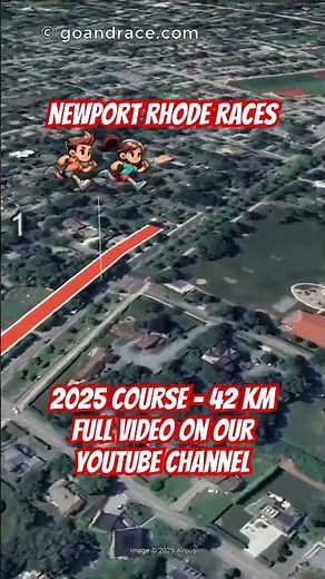 Newport Rhode Races 2025: fly over the marathon course! Video of the race path.
