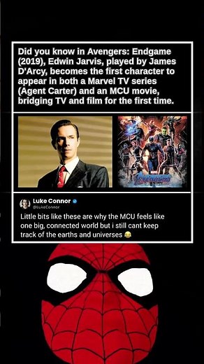 In Avengers: Endgame (2019), Edwin Jarvis, played by James D'Arcy, becomes the first character to