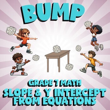 Slope & Y Intercept from Equations BUMP Math Game - No Prep Grade 7 Review