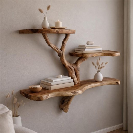 Rustic Tree Branch Shelf,live Edge Wooden Wall Shelf, Natural Wood Floating Shelf, Handmade Organic Wall Decor, Minimal Rustic Home Decor - Etsy