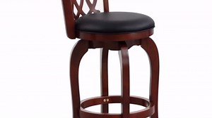 Dark Cherry Swivel Stool with Solid Wood and Faux Leather Upholstered Seat Colored Bar Chair