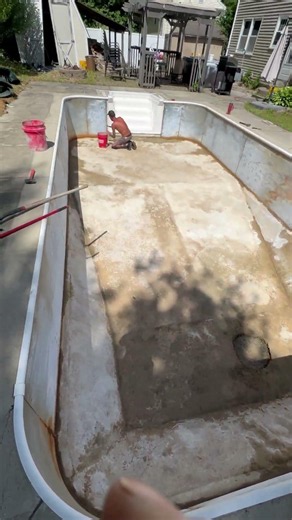 Troweling before Baby pool liner install today #poolguy