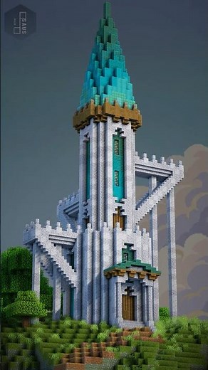 Minecraft Wizard Tower Build 🧙‍♂️ | Prismarine Gradient Magic Tower (Calcite & Diorite)