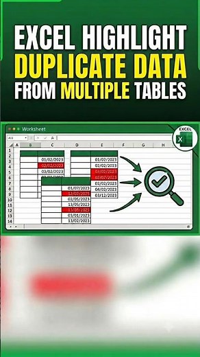 Highlight Duplicates Data Across MULTIPLE Excel Tables. #excel #microsoftexcel #exceltricks #shorts
