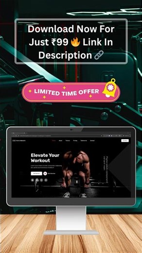 🔥Responsive Gym Website Template 💪 Only ₹99 😱 Limited Offer! #html #css #gym #gymwebsite #shorts