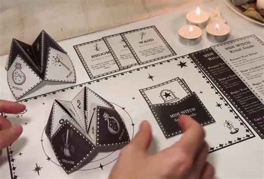 Printable Witch Fortune Teller Game | Mini Witch Oracle Kit | Spell & Symbol Cards | Digital Cootie Catcher Ritual Set for Kids or Adults - Etsy