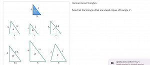 Here are seven triangles.Select all the triangles that are sc... | Filo