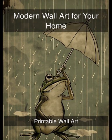 Frog Wall Art, Rainy Day Decor, Animal Illustration, Quirky Home Art, Nature Print, Unique Wall Decor, Whimsical Frog Print - Etsy