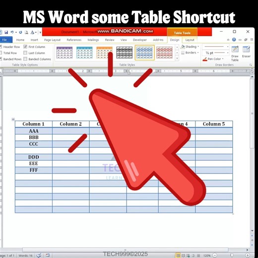 Some Table Command in MS Word | TECH Tripple 9 | Facebook
