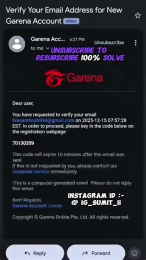 bind gmail OTP problem unsubscribe toresubscribe solved 💯#ff #freefire#otp#problem#unsubscribe