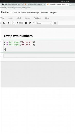Python program to swap two numbers #shorts #python