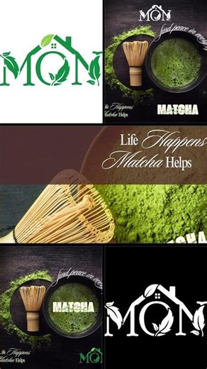 Matcha Cafe Logo & Poster Design | Mon Cafe Branding (Life Happens, Matcha Helps)