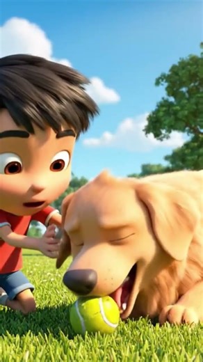 little kid playing with his dog 🐕#shorts