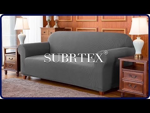 How to install 1-piece plaid jacquard stretch sofa slipcover by Subrtex