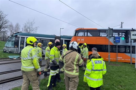 Passengers injured after Hucknall-bound tram collides with bus