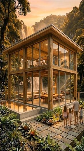 I Build a House Beside Waterfall #construction #timelapse #luxuryhome