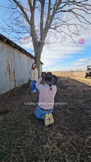 When your tripod isn't cutting it and he offers to snag a few photos. 2026 is the year we step up our product photography and model the different pieces to help you see the fit and style! Are you liking this addition we've added? | Crooked Horn Co.