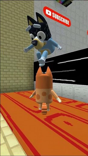 Bingo And bluey🫂PLAY A DUO MINECRAFT RUN TOGETHER! P.2 😃💙🤡 #shorts #⁠minecraft ⁠#roblox #bluey