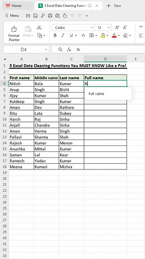 5 Excel Data Cleaning Functions You MUST KNOW Like a Pro! 💯 #excel #shortcut #formula | Time to Office