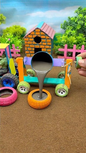 😱 Real Working Mini Tractor Making Cement Pillar | Amazing DIY Construction Machine 🚜 #shorts